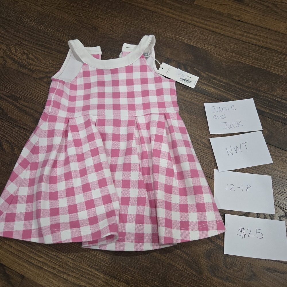 Janie and Jack Pink Checkered Casual Dress
